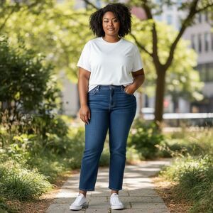 Levi’s Ribcage Women Plus Size 22W Blue Denim Straight Ankle Jeans Slim Hip